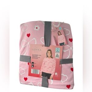 Serra Aldi Women’s Pullover Sweater Pink Hearts cheery Valentines Size L NWT